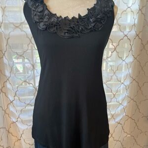 JW Black Tank with ruffle scoop neckline Size Small